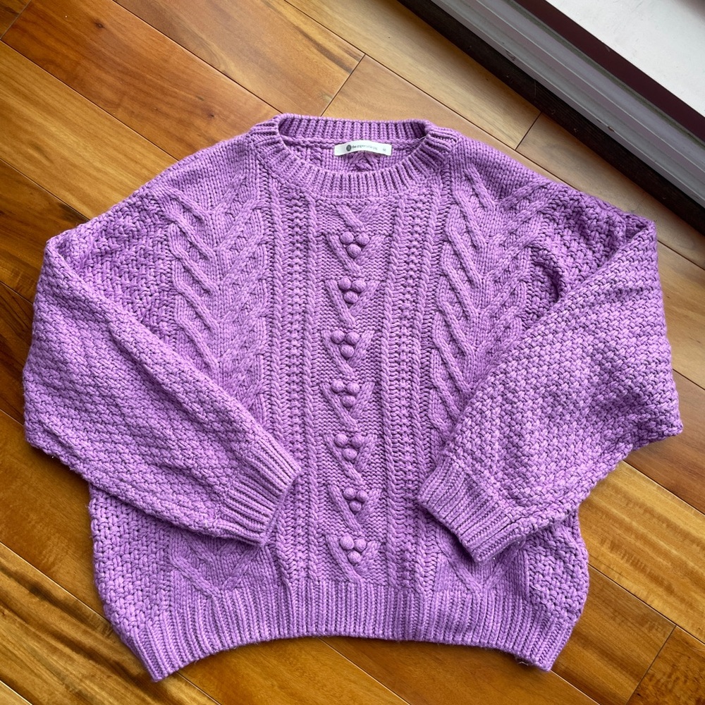 Impeccable Pig Purple Cable Knit Women's Sweater
